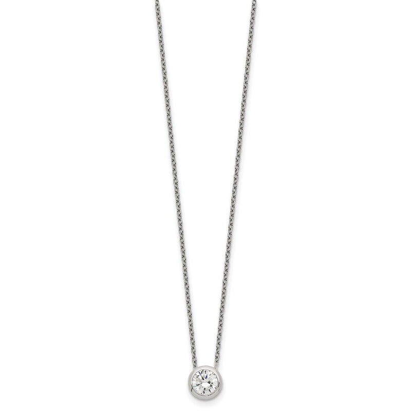 Sterling Silver Bezel 8mm Cz Necklace