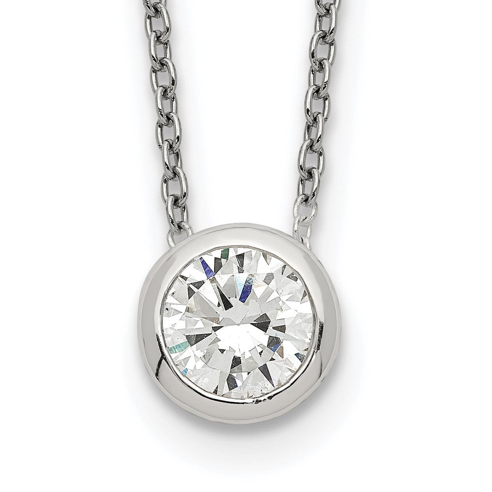Sterling Silver Bezel 8mm Cz Necklace