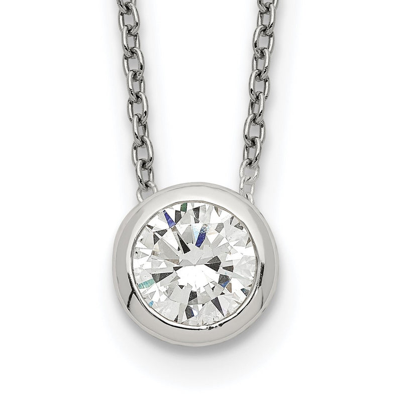Sterling Silver Bezel 8mm Cz Necklace