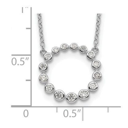 Sterling Silver Rhodium-Plated Cz Circle W/2In Ext Necklace
