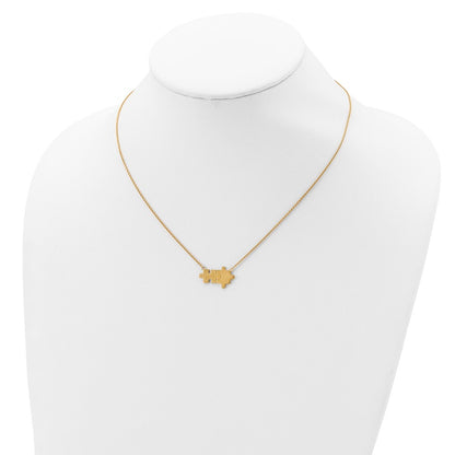 Ss/Gold Plated Sterling Silver Gold-Tone Brushed/Polished Puzzle Pieces Necklace