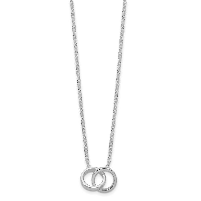 Sterling Silver Polished 2-Rings Necklace