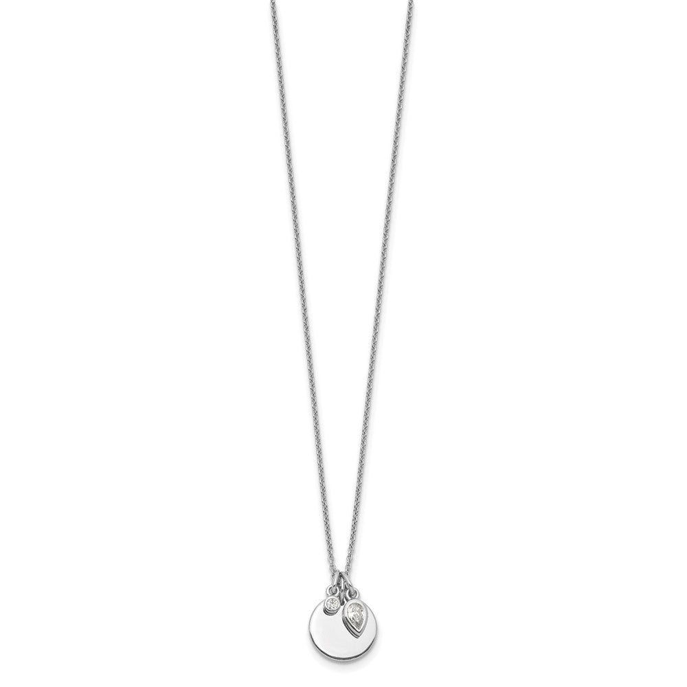 Sterling Silver Rhodium Plated W/1.75In Ext. Cz Necklace