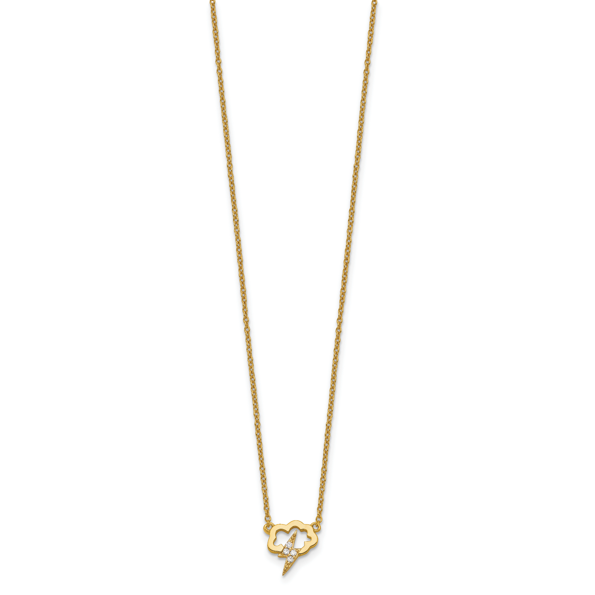 Sterling Silver Gold-Tone Cz Storm Cloud W/2In Ext Necklace