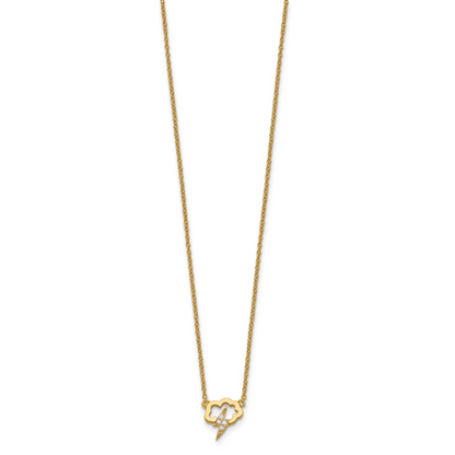 Sterling Silver Gold-Tone Cz Storm Cloud W/2In Ext Necklace