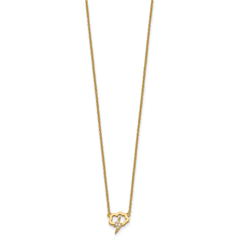 Sterling Silver Gold-Tone Cz Storm Cloud W/2In Ext Necklace