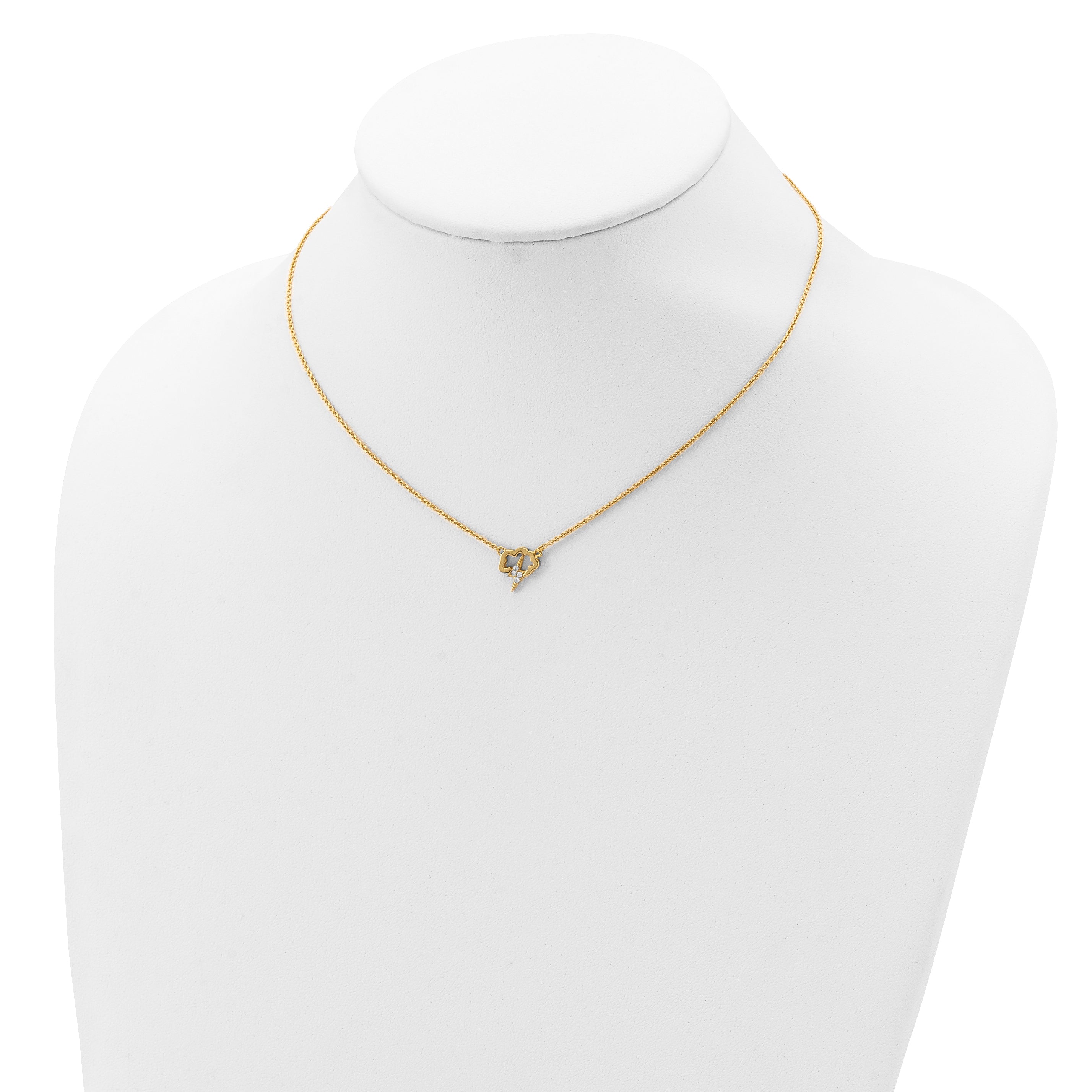 Sterling Silver Gold-Tone Cz Storm Cloud W/2In Ext Necklace