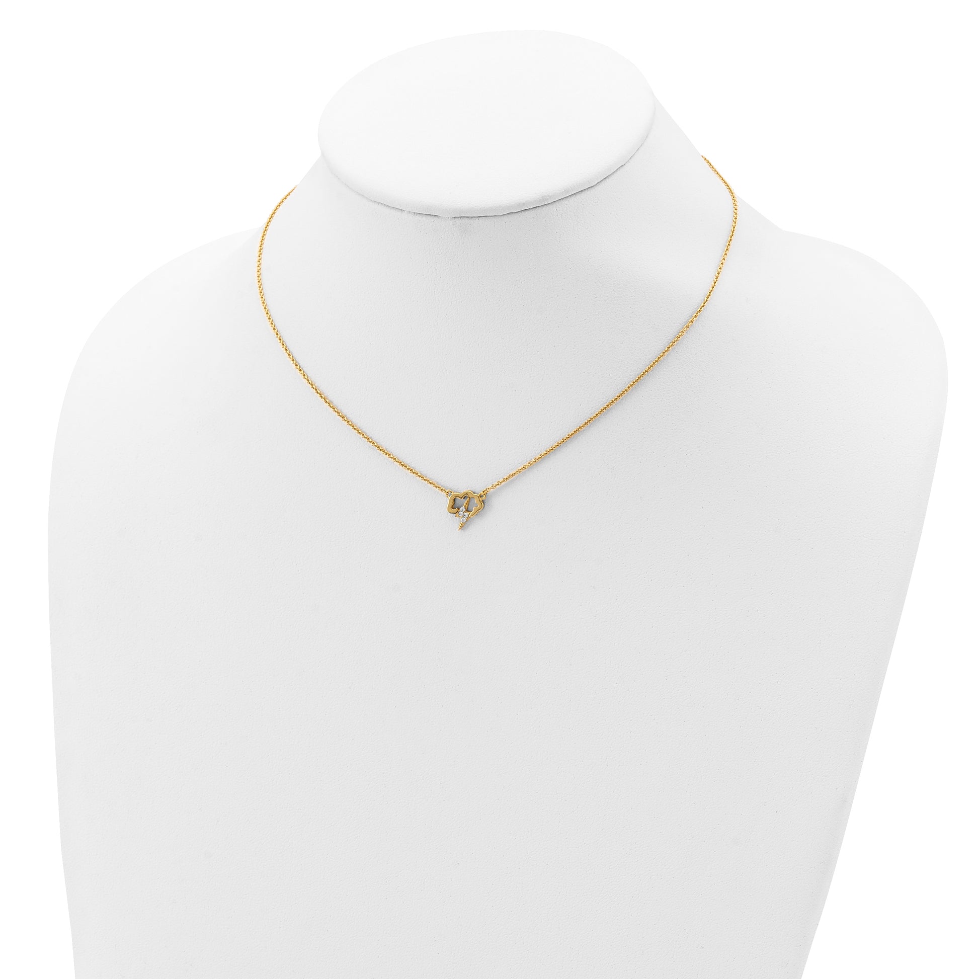 Sterling Silver Gold-Tone Cz Storm Cloud W/2In Ext Necklace