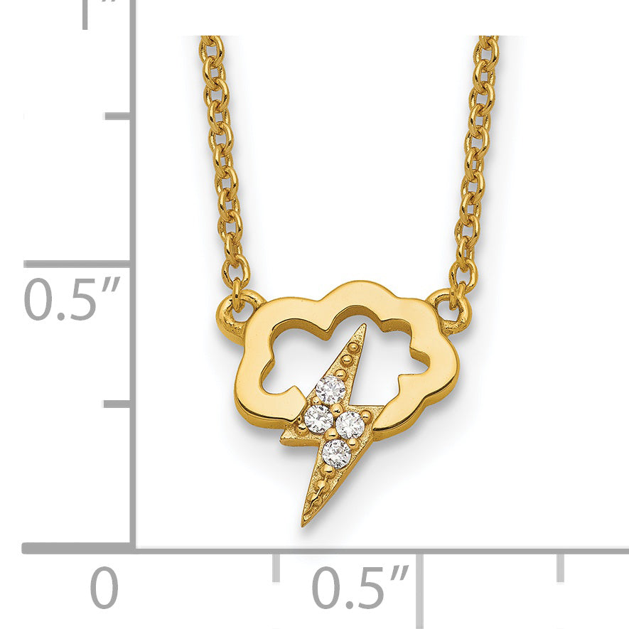 Sterling Silver Gold-Tone Cz Storm Cloud W/2In Ext Necklace