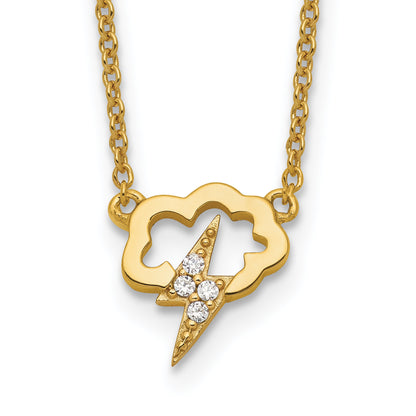 Sterling Silver Gold-Tone Cz Storm Cloud W/2In Ext Necklace