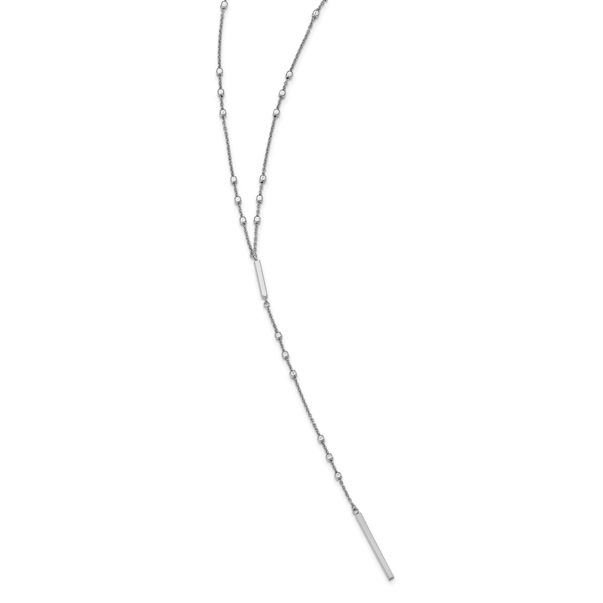 Sterling Silver Rhod-Plated Beads/Vertical Bar W/ 1In Ext. Y-Necklace