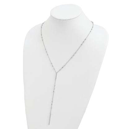 Sterling Silver Rhod-Plated Beads/Vertical Bar W/ 1In Ext. Y-Necklace