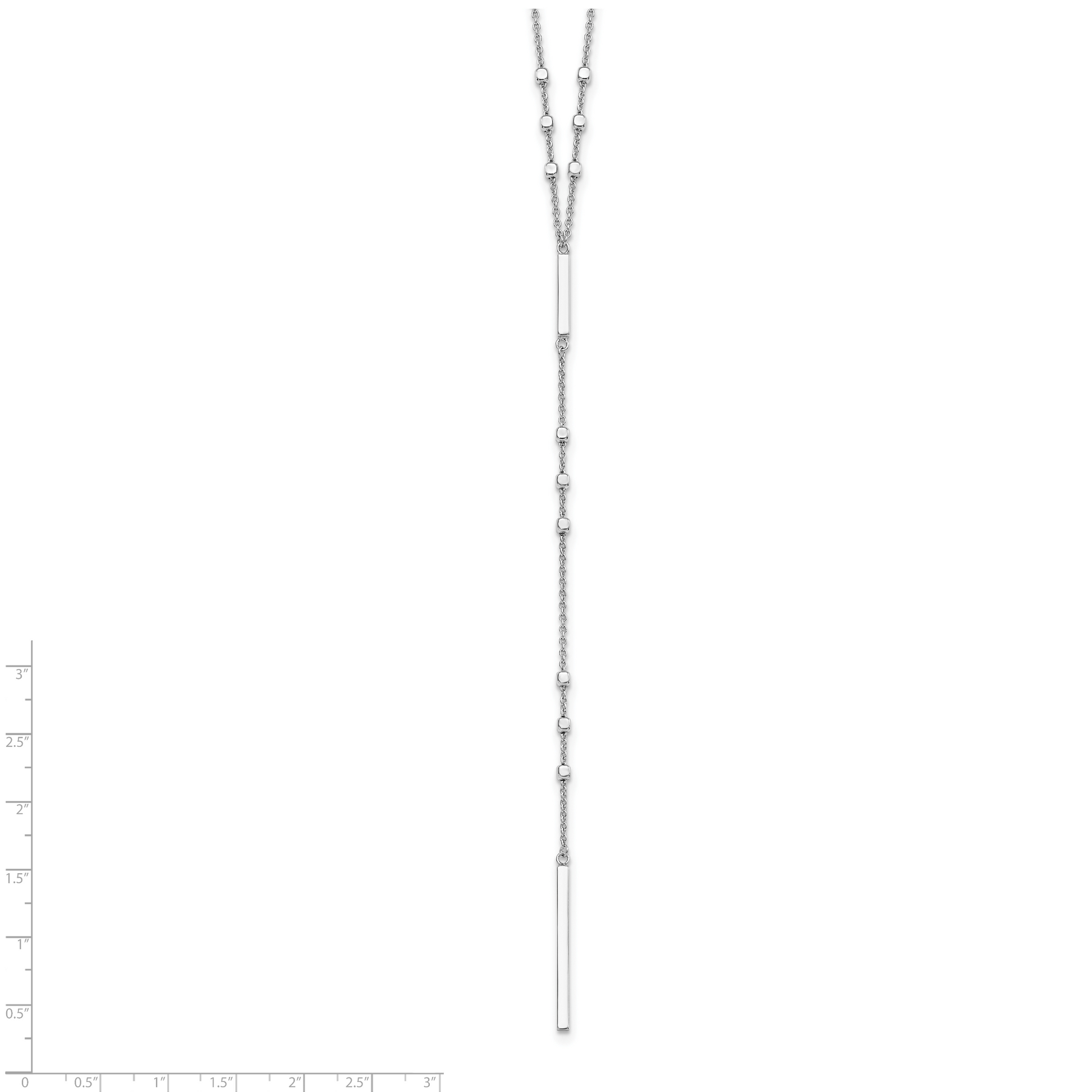 Sterling Silver Rhod-Plated Beads/Vertical Bar W/ 1In Ext. Y-Necklace