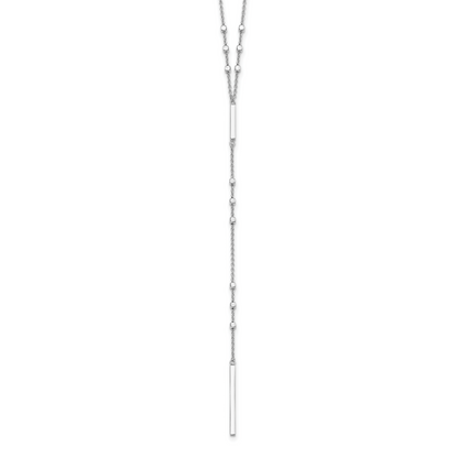 Sterling Silver Rhod-Plated Beads/Vertical Bar W/ 1In Ext. Y-Necklace