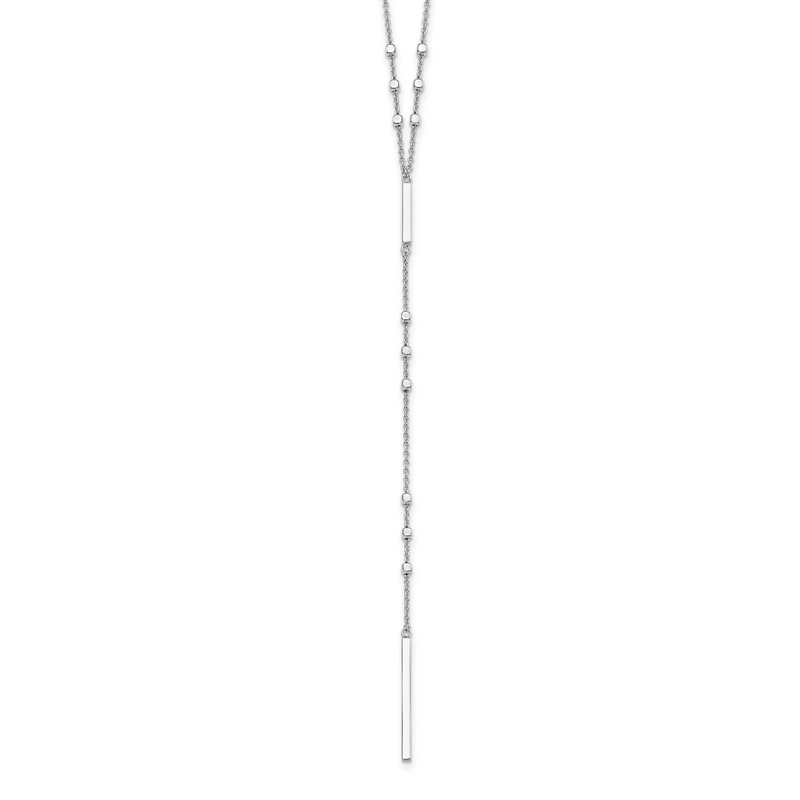 Sterling Silver Rhod-Plated Beads/Vertical Bar W/ 1In Ext. Y-Necklace