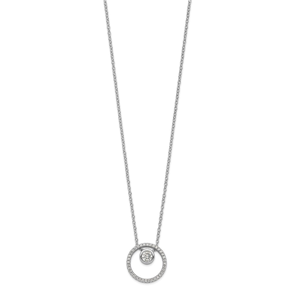 Sterling Silver Rh-Plated Cz Circle W/1In. Ext. Necklace