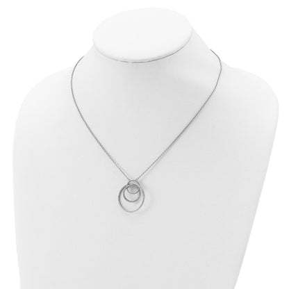 Sterling Silver Rhodium-Plated Cz Loop Circles W/2 In. Ext. Necklace