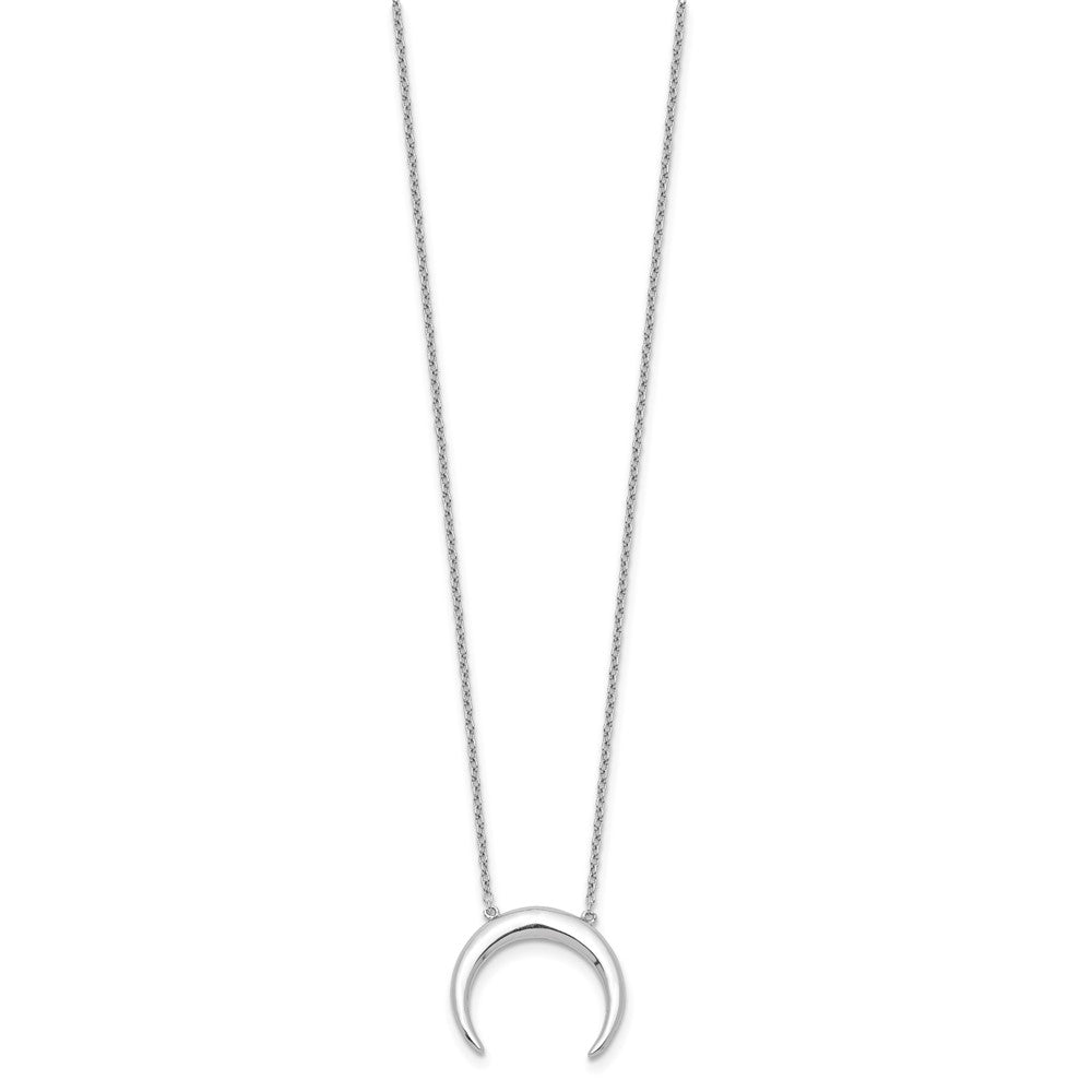 Sterling Silver Rhodium-Plated Moon W/ 2In Ext. Necklace