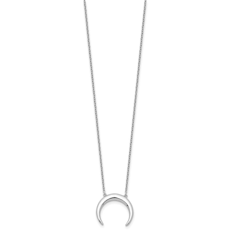 Sterling Silver Rhodium-Plated Moon W/ 2In Ext. Necklace