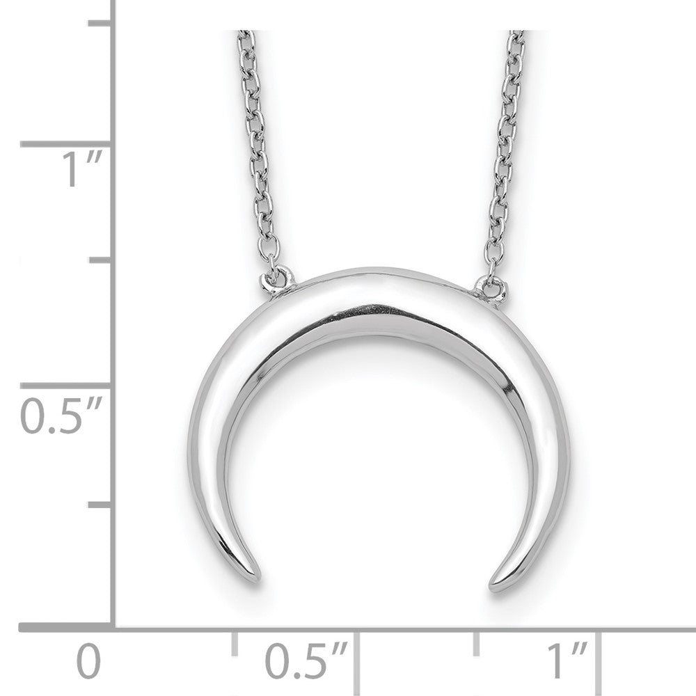 Sterling Silver Rhodium-Plated Moon W/ 2In Ext. Necklace