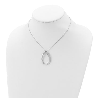 Sterling Silver Rhodium-Plated Cz Micro Pave W/ 2In Ext. Necklace