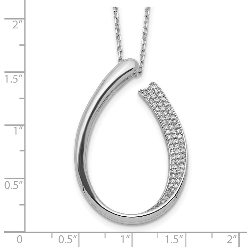 Sterling Silver Rhodium-Plated Cz Micro Pave W/ 2In Ext. Necklace