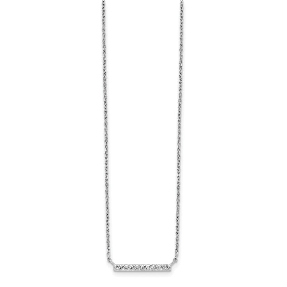 Sterling Silver Cz Bar Necklace