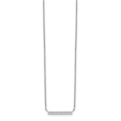 Sterling Silver Cz Bar Necklace