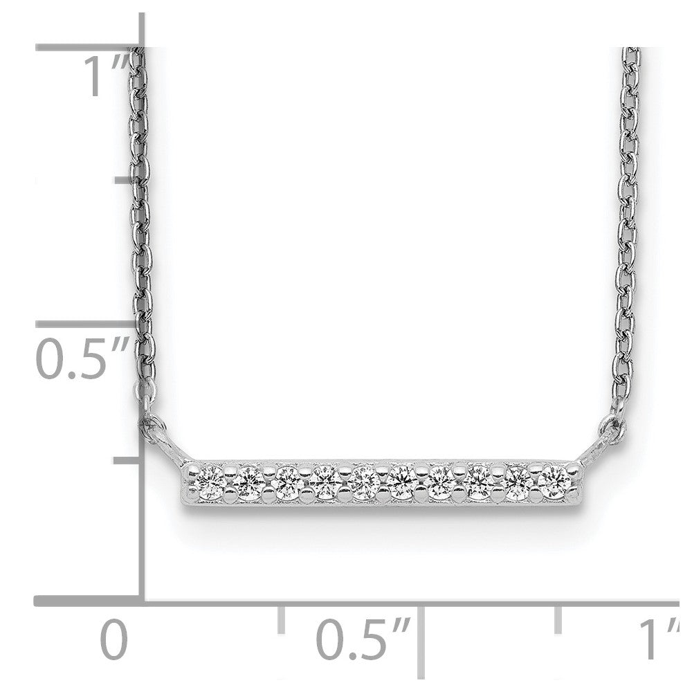 Sterling Silver Cz Bar Necklace