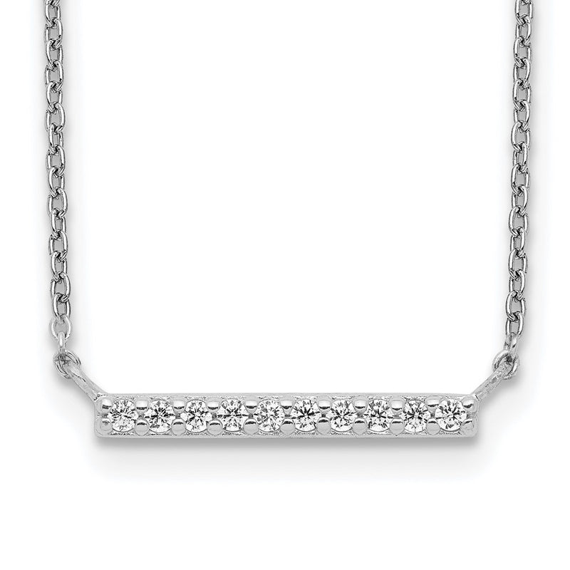 Sterling Silver Cz Bar Necklace