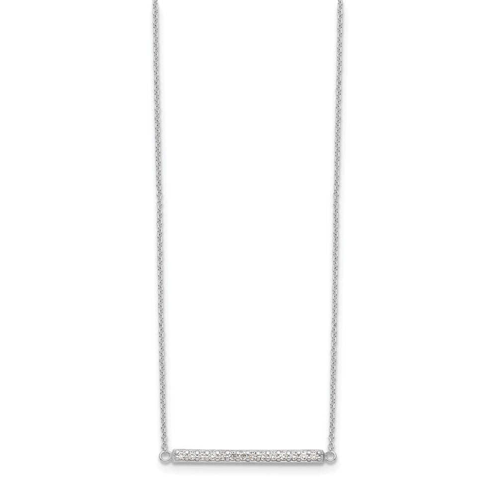 Sterling Silver Cz Bar Necklace