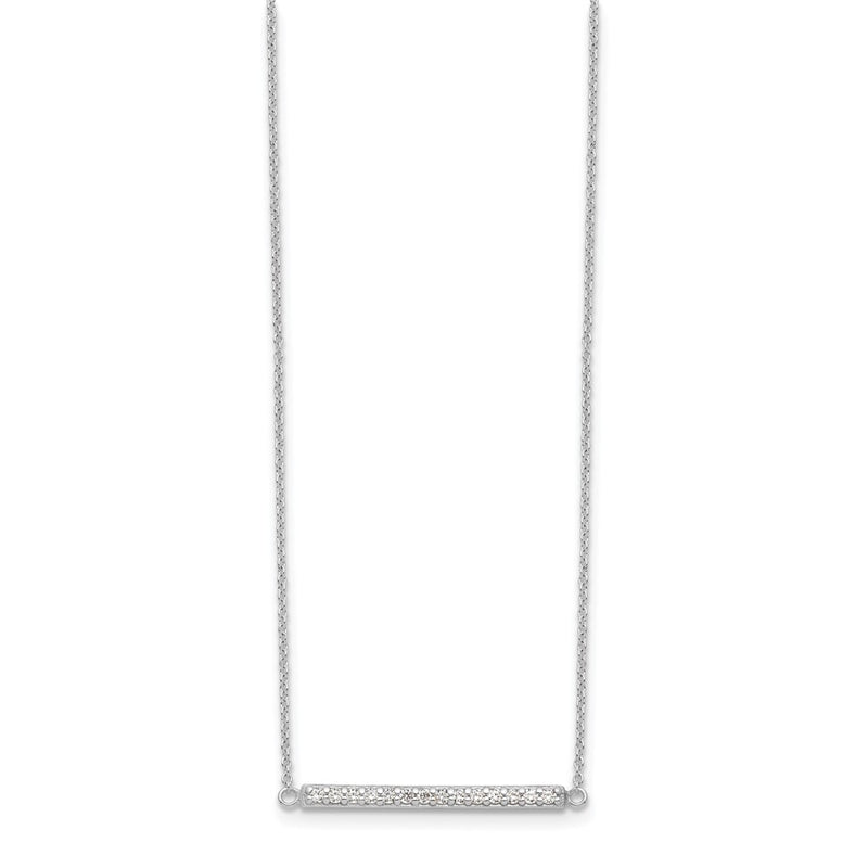 Sterling Silver Cz Bar Necklace