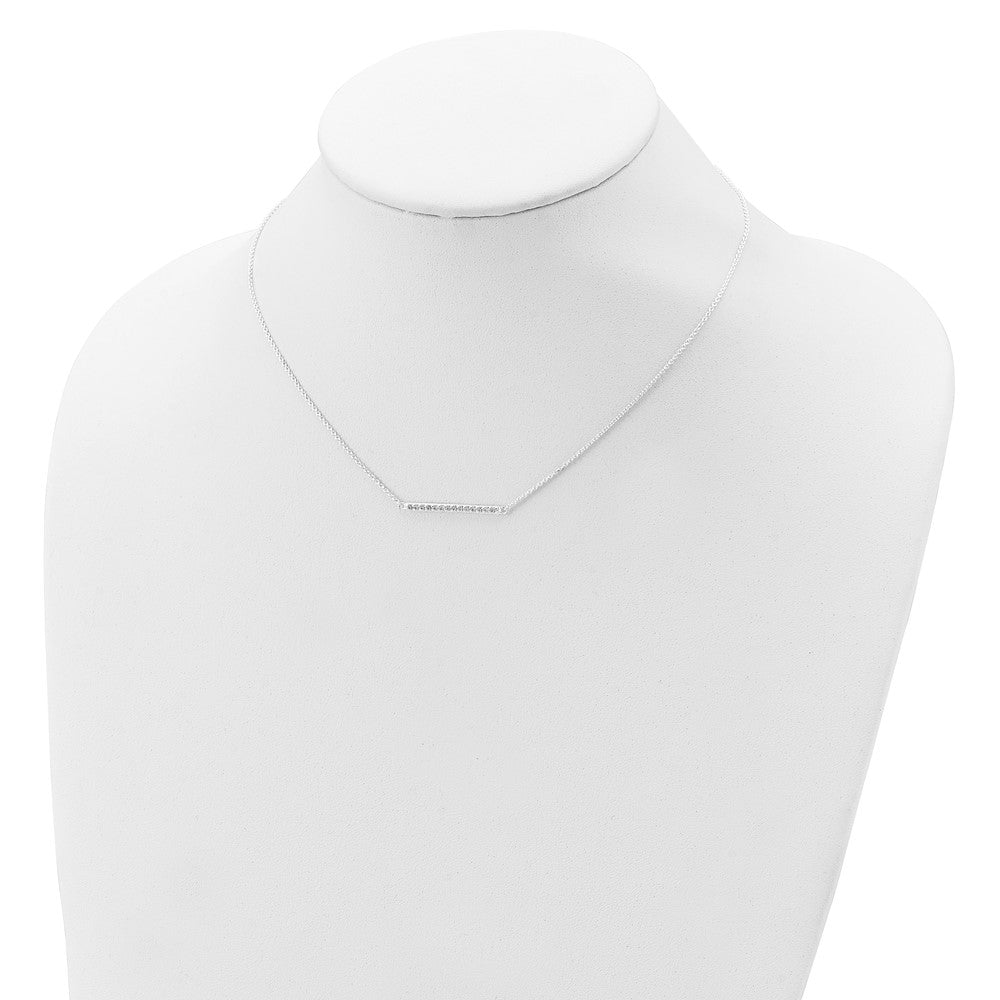 Sterling Silver Cz Bar Necklace