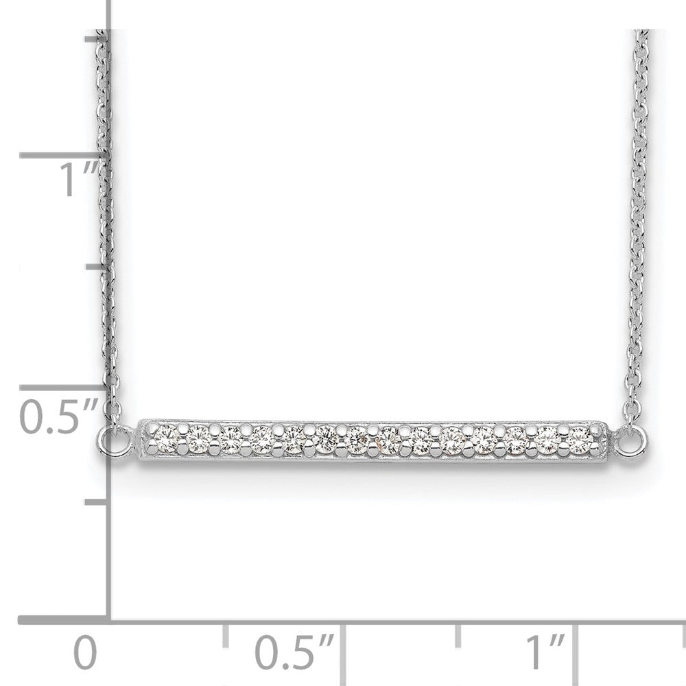 Sterling Silver Cz Bar Necklace