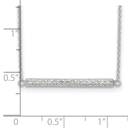 Sterling Silver Cz Bar Necklace