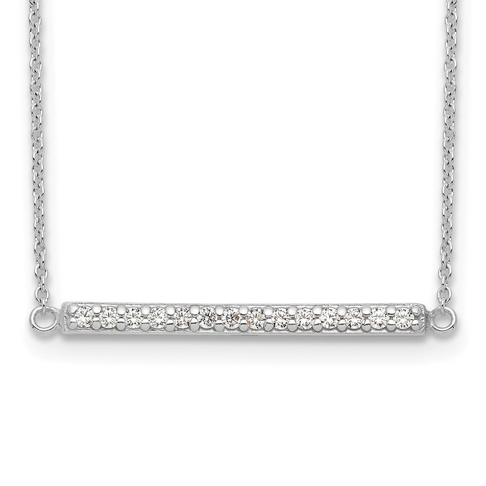 Sterling Silver Cz Bar Necklace