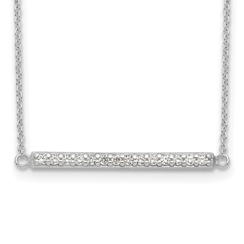 Sterling Silver Cz Bar Necklace