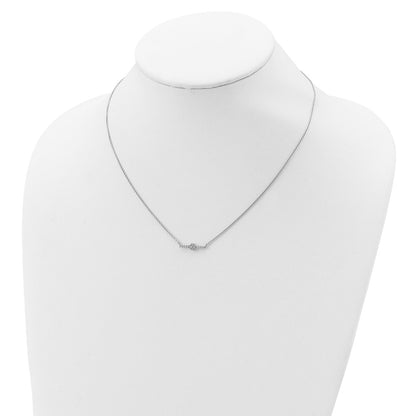 Sterling Silver Rhodium Plated Cz Fancy Bar Necklace