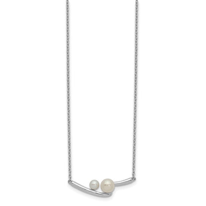 Sterling Silver Rhodium-Plated Fwc Pearl Bar W/ 1In Ext Necklace