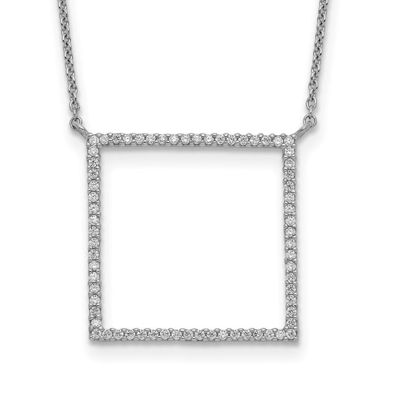 Sterling Silver Square Cz Necklace