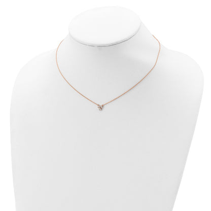 Sterling Silver Rose-Tone 3-Cz W/ 2In Ext Necklace