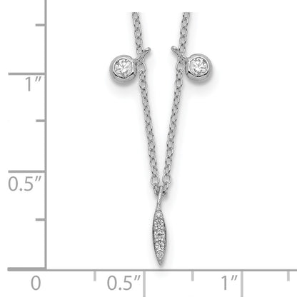 Sterling Silver Rhodium-Plated Cz W/2In Ext Necklace