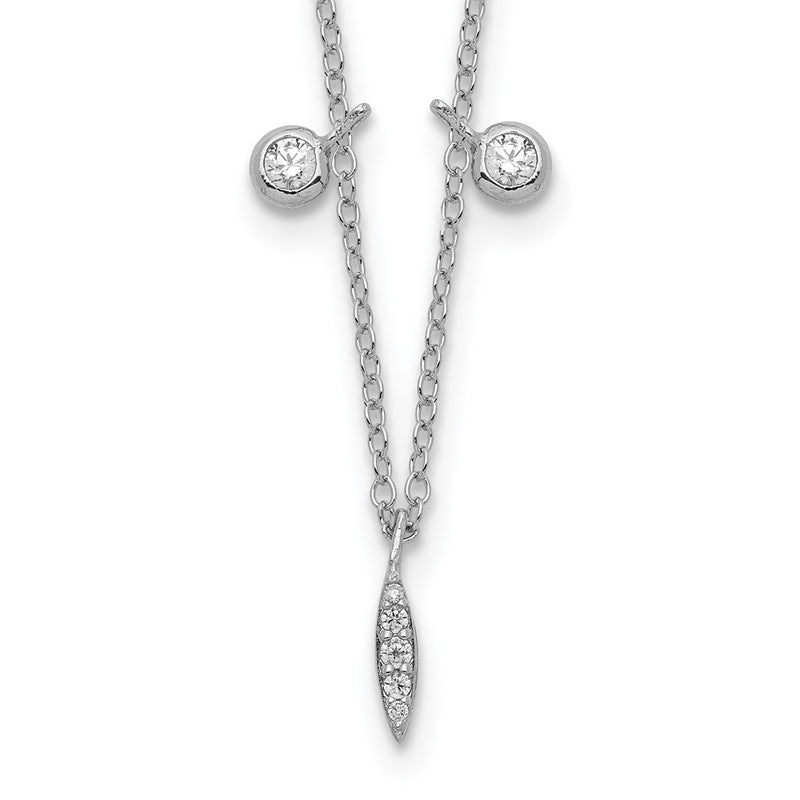 Sterling Silver Rhodium-Plated Cz W/2In Ext Necklace