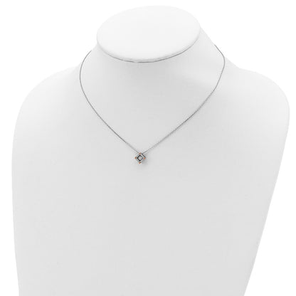 Sterling Silver Rh-Plated Rose-Tone Moving Cz W/2In Ext Necklace