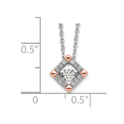 Sterling Silver Rh-Plated Rose-Tone Moving Cz W/2In Ext Necklace