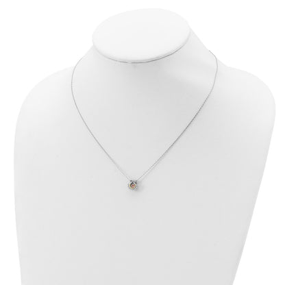 Sterling Silver Rh-Pltd Gold-Tone Moving Pink Cz W/2In Ext Necklace