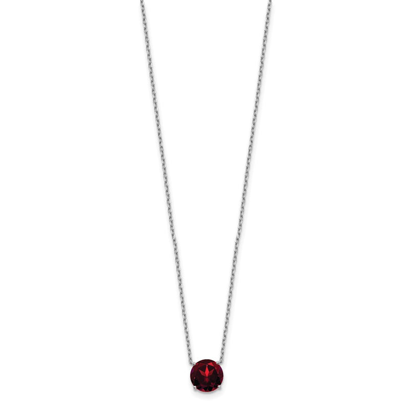 Sterling Silver Rhodium Plated Dark Red Swarovski Crystal 16.5 Inch Necklace With 2 Extension