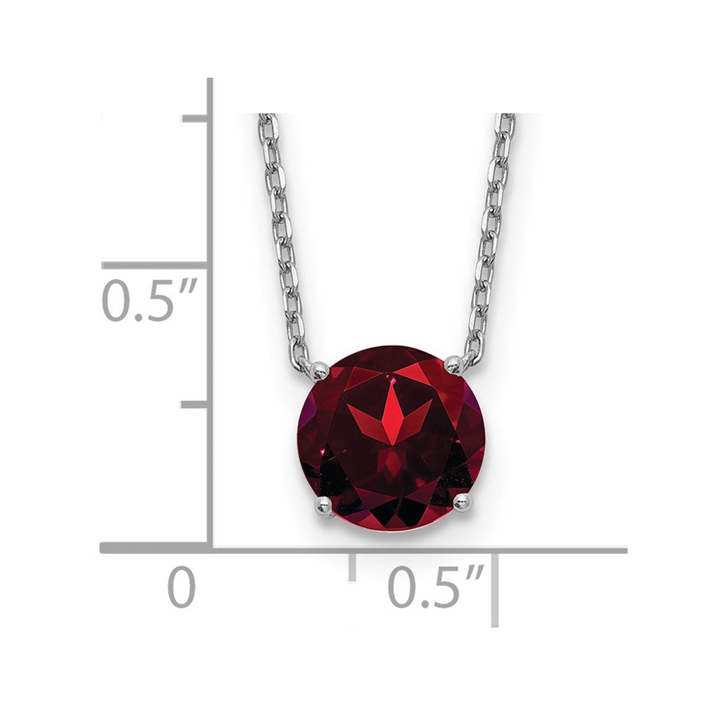 Sterling Silver Rhodium Plated Dark Red Swarovski Crystal 16.5 Inch Necklace With 2 Extension