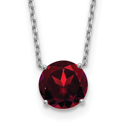 Sterling Silver Rhodium Plated Dark Red Swarovski Crystal 16.5 Inch Necklace With 2 Extension