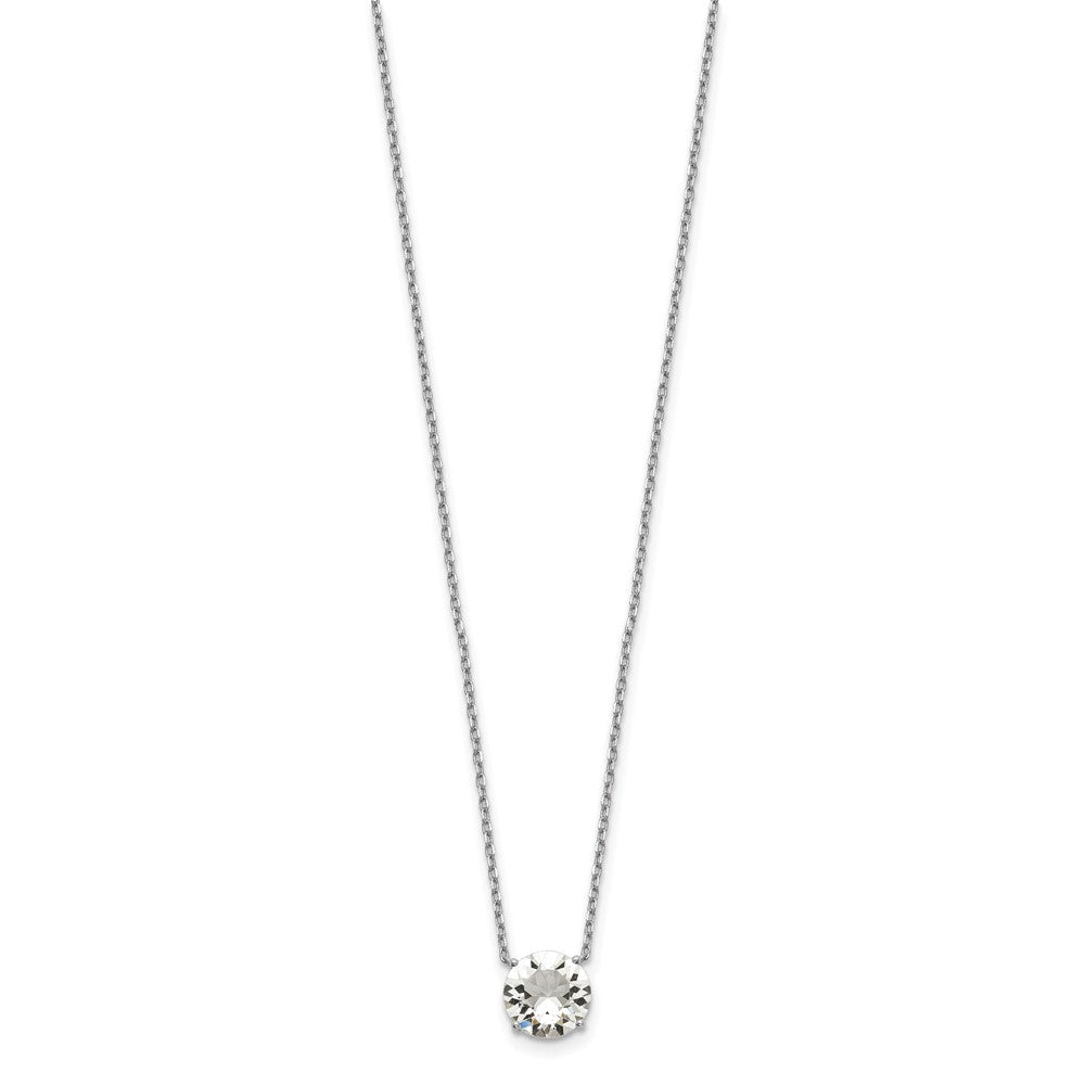 Sterling Silver Rhodium Plated Clear Swarovski Crystal 16.5 Inch Necklace With 2 Extension